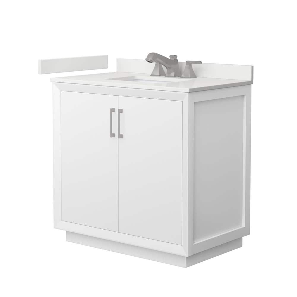Strada 36 in. W x 22 in. D x 35 in. H Single Bath Vanity in White with White Quartz Top price history on PriceWatchPro
