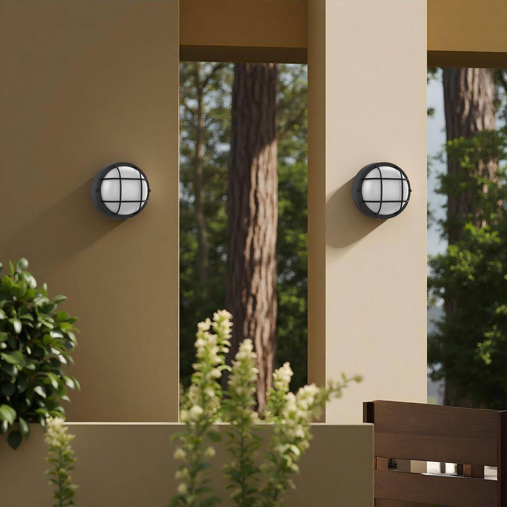 Avex 7.88 in. Black Outdoor LED Wall Sconce with Frosted Glass Shade (Set of 2) price history on PriceWatchPro