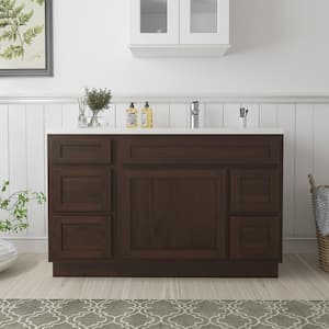 51 in. W x 21 in. D x 32.5 in. H Bath Vanity Cabinet without Top in Brown