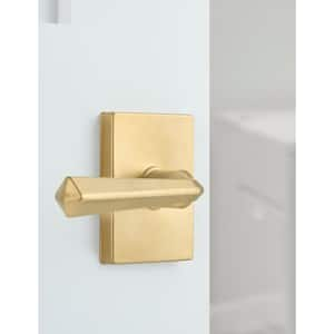 Wilshire Brushed Gold Hall/Closet Passage Door Lever with Rectangle Rose