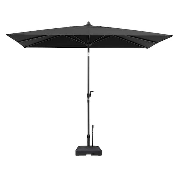 Crestlive Products 9 x 5 ft. Iron Single Top Swinging Head Patio Umbrella in Black with 99 lbs. HDPE Base Stand