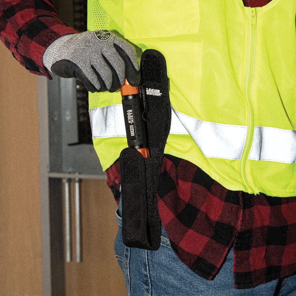Rechargeable Black and Orange LED Flashlight with Holster