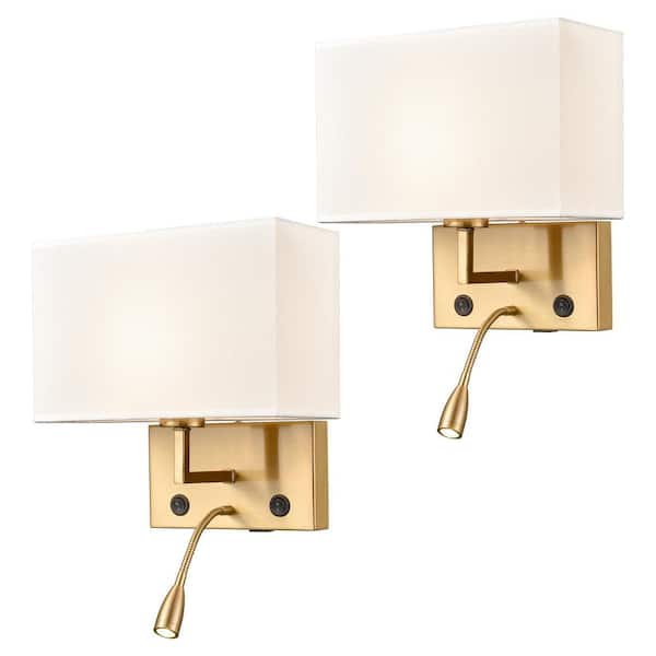 CLAXY 11.7 in. 1-Light Gold Modern Wall Sconce with Standard Shade