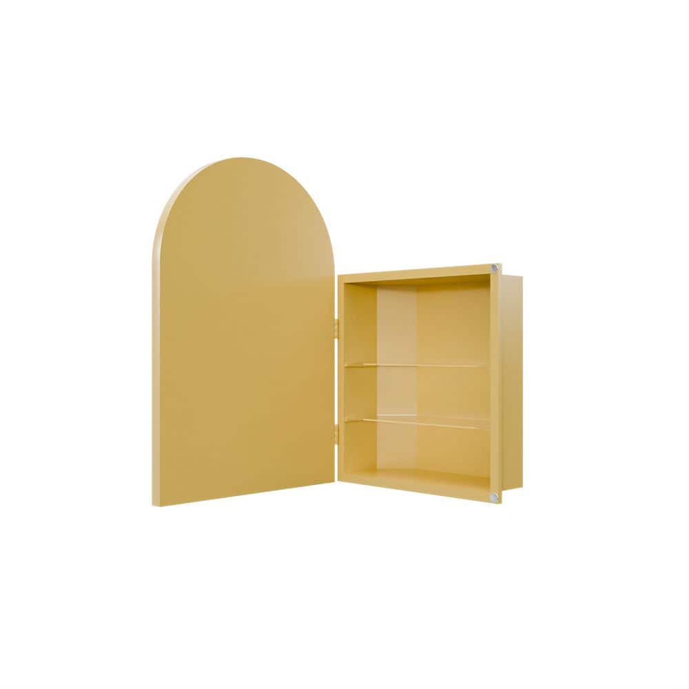18 in. W x 23.6 in. H Arched Metal Medicine Cabinet with Mirror in Matte Gold price history on PriceWatchPro