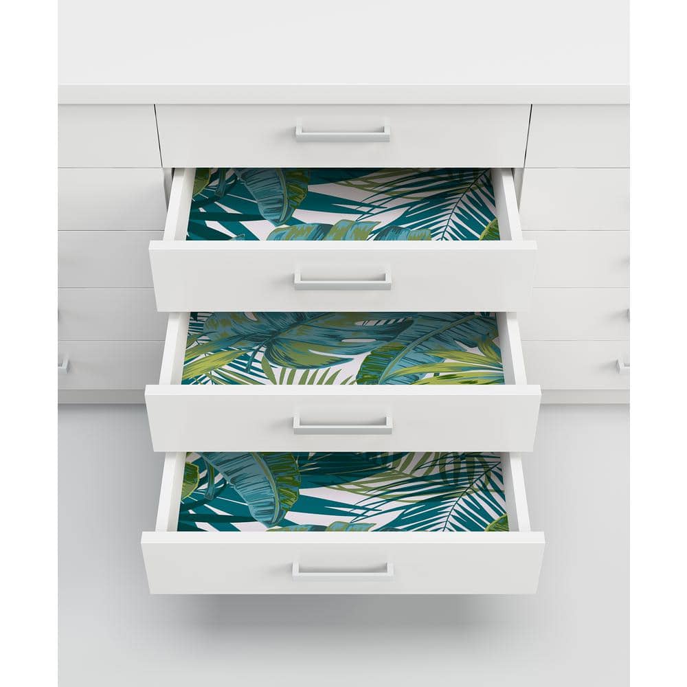 Tropical Palm Teal and Green Vinyl Peel and Stick Wallpaper