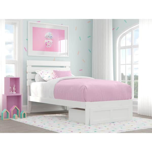 AFI Oxford Twin Bed with Foot Drawer and USB Turbo Charger in White