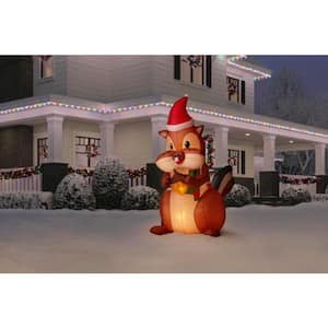 6.5 ft Pre-Lit LED Animated Nom-Nom Chipmunk with Acorn Christmas Inflatable