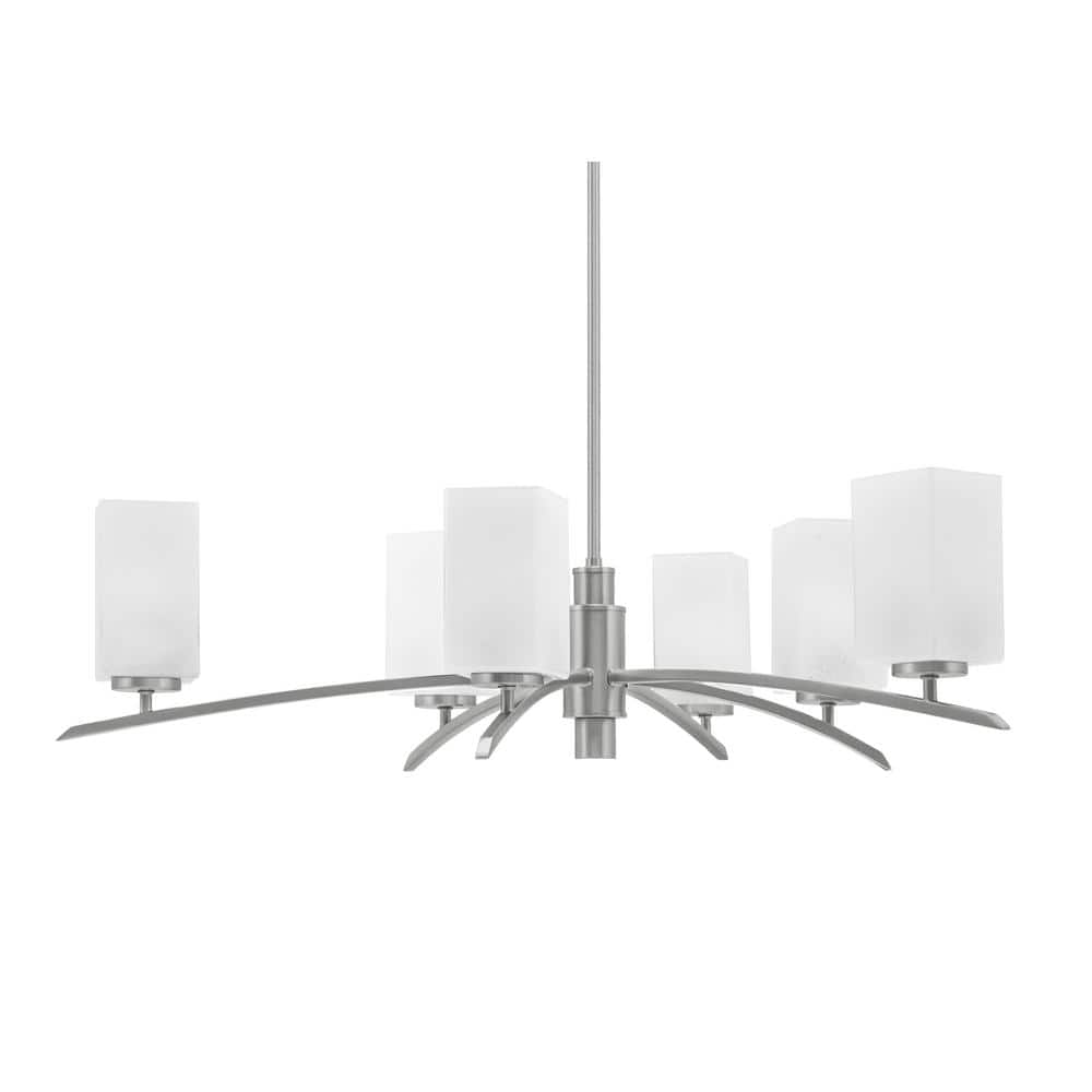Siena 31 in. 6-Light Graphite Chandelier with 3.5 in. White Marble Glass Sh