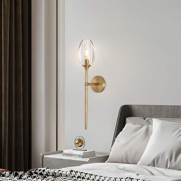 4.72 in. 1-Light Dimmable Brass Wall Sconce, Tulip Shape Wall Lamp for Living Room,Hallway,Bedroom (Bulb included)