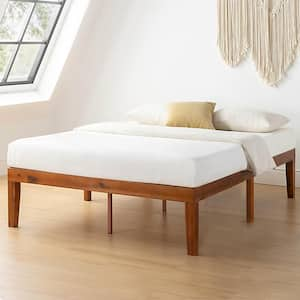 Naturalista Classic Brown Cherry Solid Wood Frame Full Platform Bed with Wooden Slats