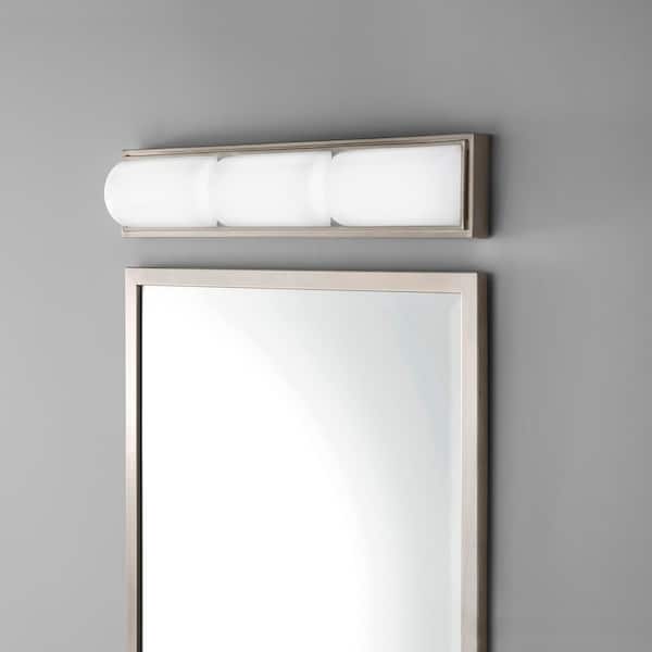 Bingham 24.02 in. 1-Light Brushed Nickel Integrated LED Bathroom Vanity Light Bar with Frosted Acrylic Shade