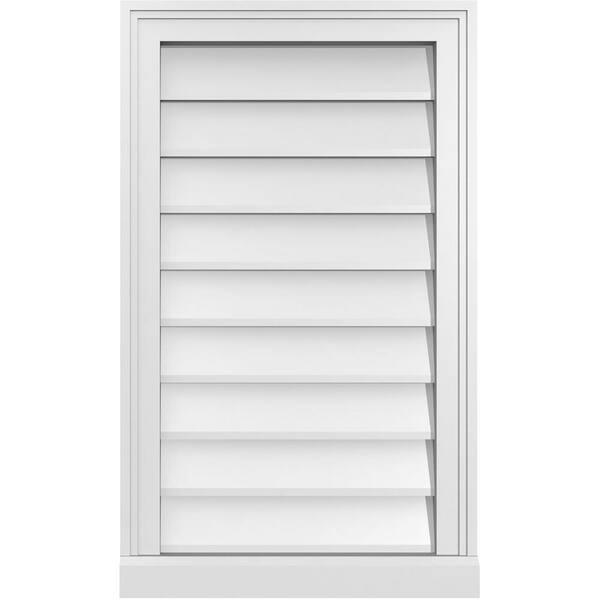 Ekena Millwork 18 in. x 30 in. Vertical Surface Mount PVC Gable Vent: Decorative with Brickmould Sill Frame