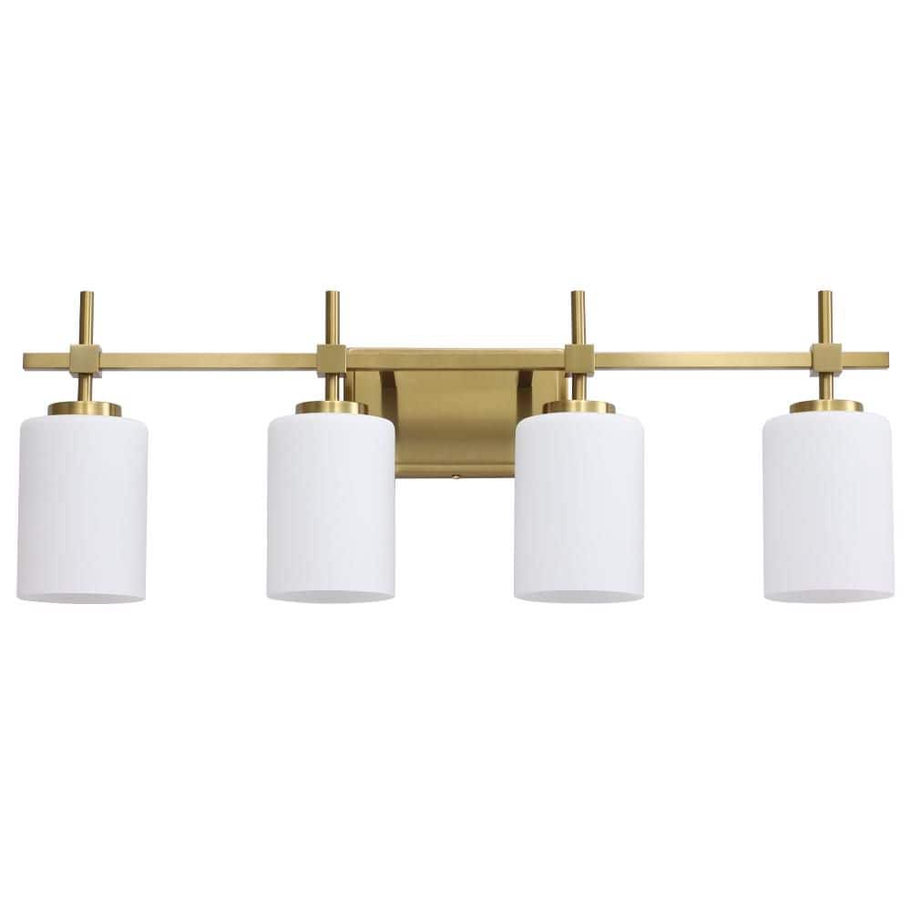 29.3 in. 4 Light Brushed Brass Plating/Gold Plating Vanity Light with Frosted Glass Shade price history on PriceWatchPro