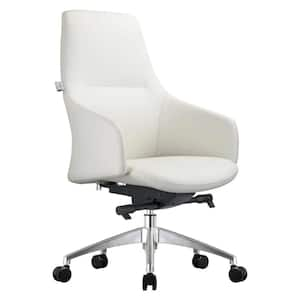 Celeste Mid-Back Leather Office Chair with Adjustable Height, Swivel, and Tilt, White