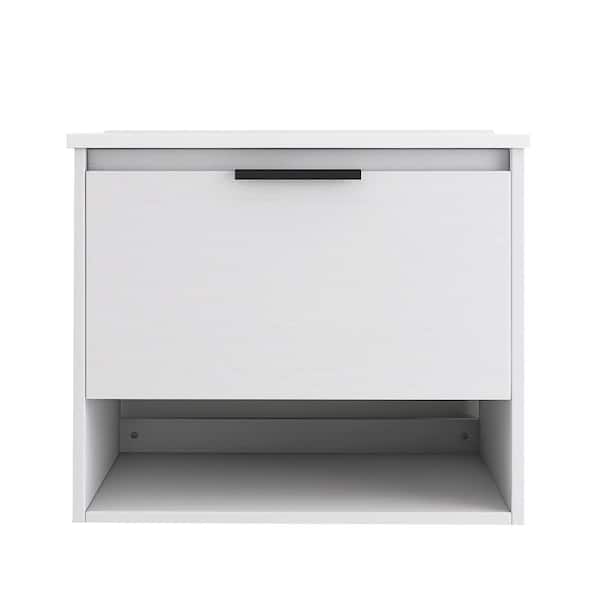 WELLFOR 24 in. W x 18 in. D x 20 in. H Bath Vanity in White with White Ceramic Sink and Top
