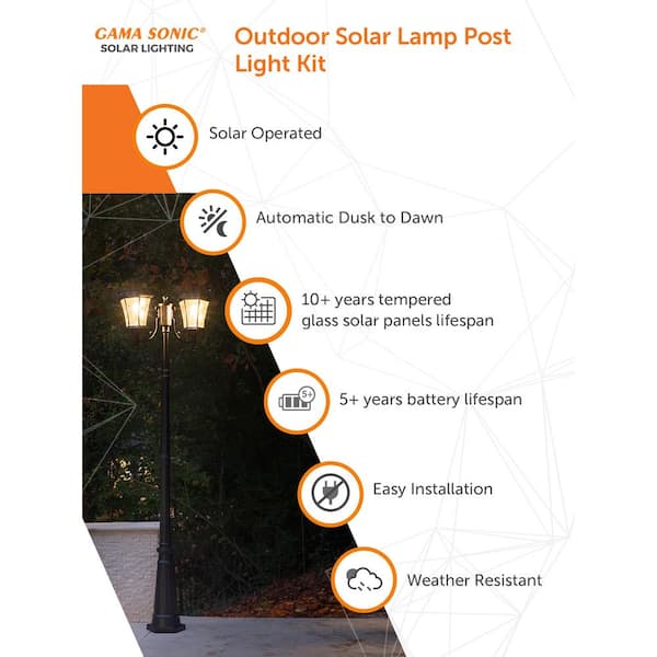 GAMA SONIC Victorian Bulb 2-Head Outdoor Waterproof Solar