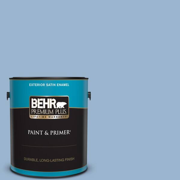 BEHR PREMIUM PLUS 1 gal. #PPU14-10 Blue Suede Satin Enamel Exterior Paint & Primer