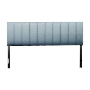 Helena Adjustable Light Blue King Upholstered Headboard with Channel Tufting