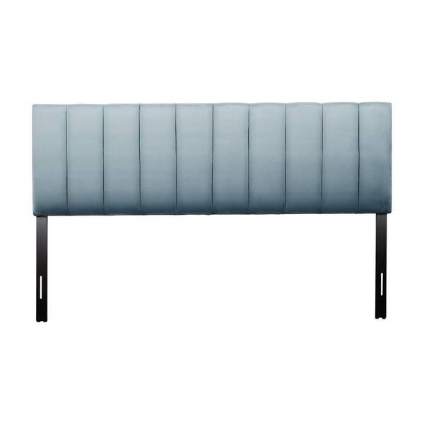 CorLiving Helena Adjustable Light Blue King Upholstered Headboard with Channel Tufting
