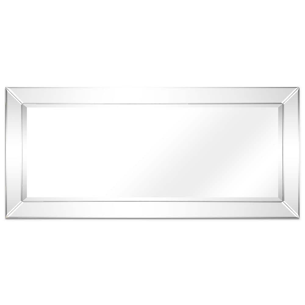 Elegant Rectangular 24" x 54" Wood Frame Wall Mirror with Silver Bevel
