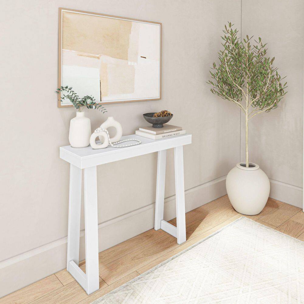 Classic 36 in. White Rectangle Wood Console Table