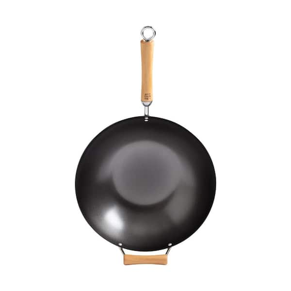 JOYCE CHEN Joyce Chen Professional Series Small 11.5 in. Dia. Black Cast  Iron Wok with Maple Handle J23-0003 - The Home Depot