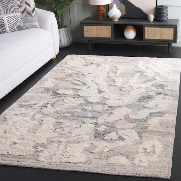 Casablanca Shag 8 ft. x 10 ft. Gray/Ivory High-Low Patchy Area Rug