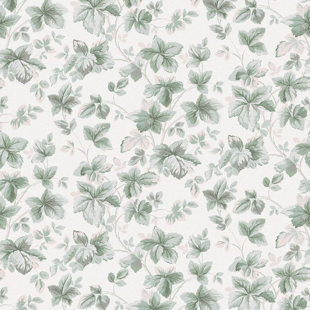 Laura Ashley Autumn Leaves Sage Green Matte Non Woven Removable Paste