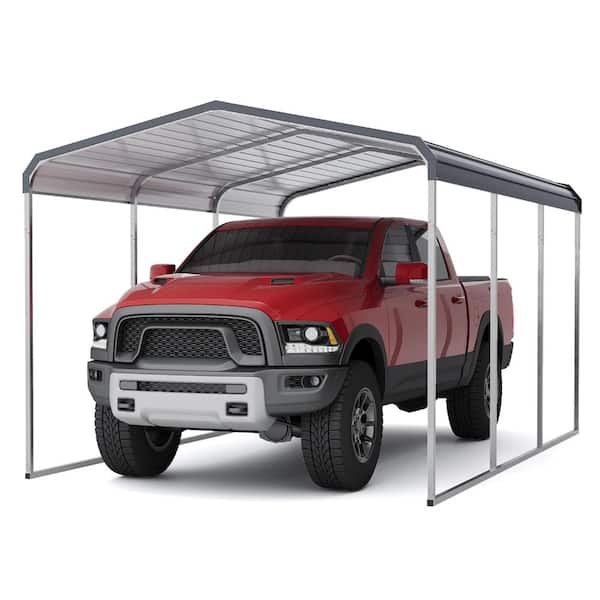 10x15FT Heavy Duty Outdoor Metal Carport Storage outbuilding – Galvanized Steel Roof All-Weather Shelter for Trucks