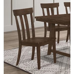 Reynolds Brown Oak Wood Slat Back Dining Side Chair Set of 2