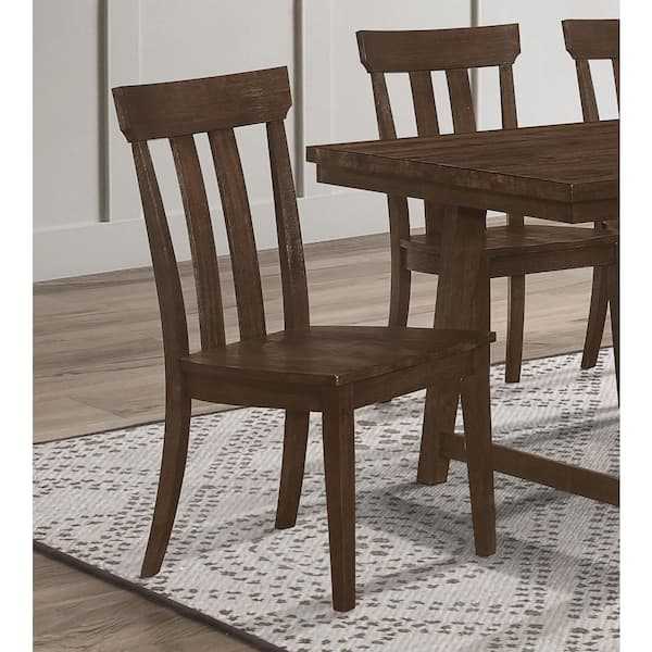 Coaster Reynolds Brown Oak Wood Slat Back Dining Side Chair Set of 2