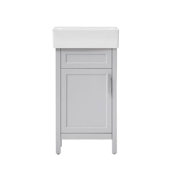 Arvesen 18 in. W x 12 in. D x 34 in. H Single Sink Bath Vanity in Dove Gray with White Ceramic Top