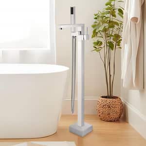 Single-Handle Freestanding Floor Mount Tub Filler Faucet with Hand Shower and Swivel Spout in Chrome