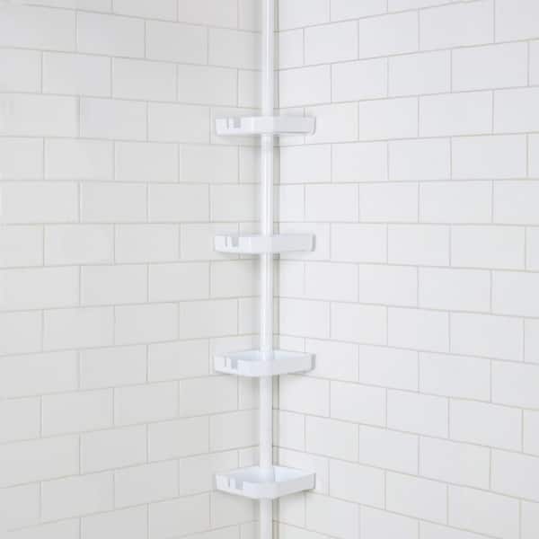 Costway 4-Tier Tension Corner Shower Caddy Aluminum Pole Adjustable Bathroom Shelves