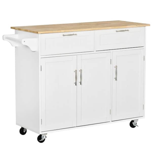 ANTFURN White Kitchen Cart with Drawers Shelf Spice Rack Locking Casters Wheels