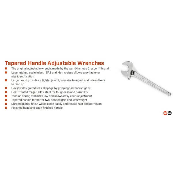 18 in. Chrome Adjustable Wrench