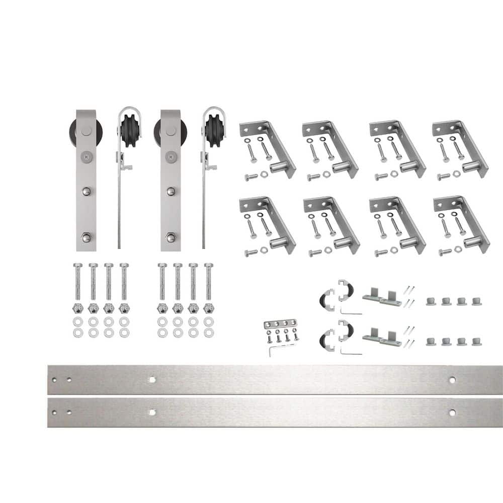 10 ft. /120 in. Brushed Nickel Ceiling Mount Non-Bypass Sliding Barn Door Track and Hardware Kit for Double Doors price history on PriceWatchPro