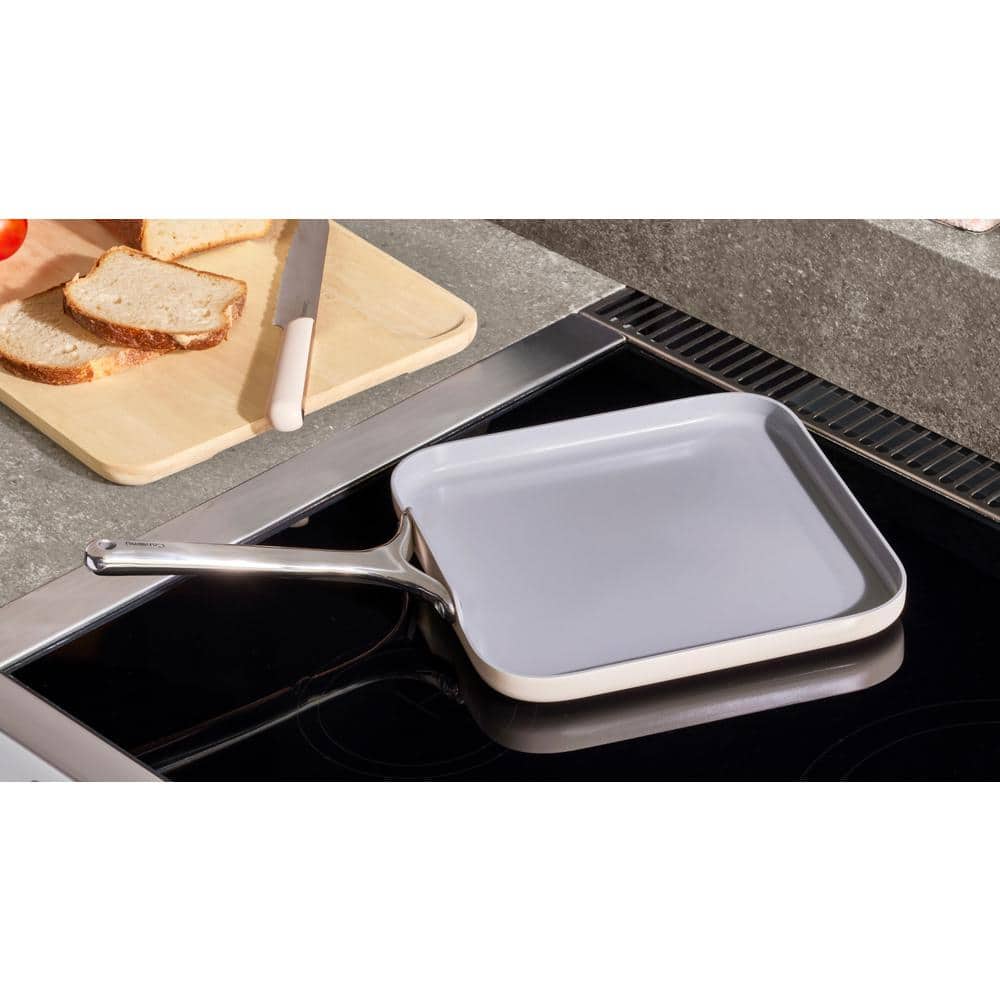 Cream 11" Ceramic Nonstick Square Griddle Pan