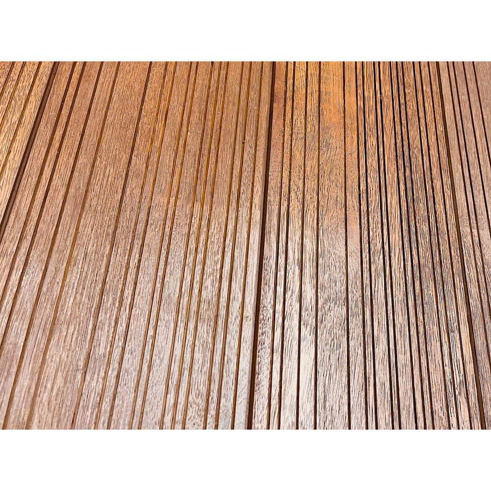 Thermally Modified Hickory Wood Grooved Siding Boards, 96" x 6.25", Brown Finish