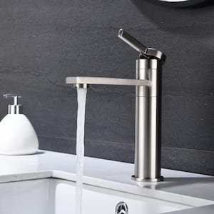 Single Handle Single Hole Bathroom Vanity Sink Faucet in Brushed Nickel