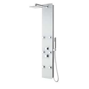 Jaguar 60 in. 6-Jet Full Body Shower Panel with Heavy Rain Shower and Spray Wand in White