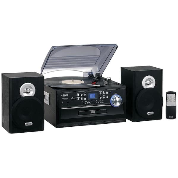 JENSEN 3-Speed Stereo Turntable Music System with CD/Cassette and AM/FM Radio