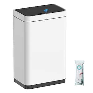 Smart 15.3 Gal. Classic White Metal Household Trash Can Touchless Lid