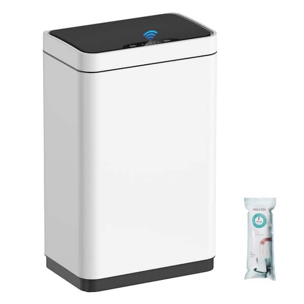 ITOPFOX Smart 15.3 Gal. Classic White Metal Household Trash Can Touchless Lid