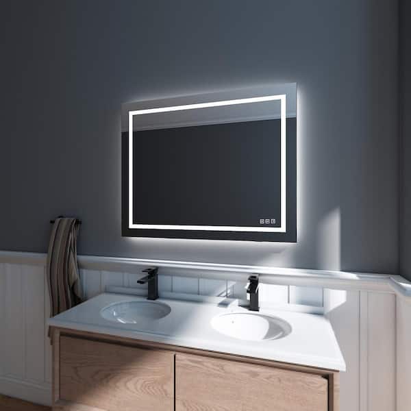 waterpar Super Bright 40 in. W x 32 in. H Rectangular Frameless Anti-Fog  LED Wall Bathroom Vanity Mirror with Front Light WP024 - The Home Depot
