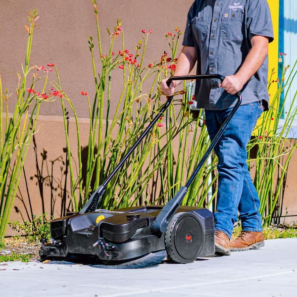 Commercial 30 in. W Battery Powered Electric Floor Sweeper with Triple Power Brooms and Dust Suppression, 13.5 Gal. Bin