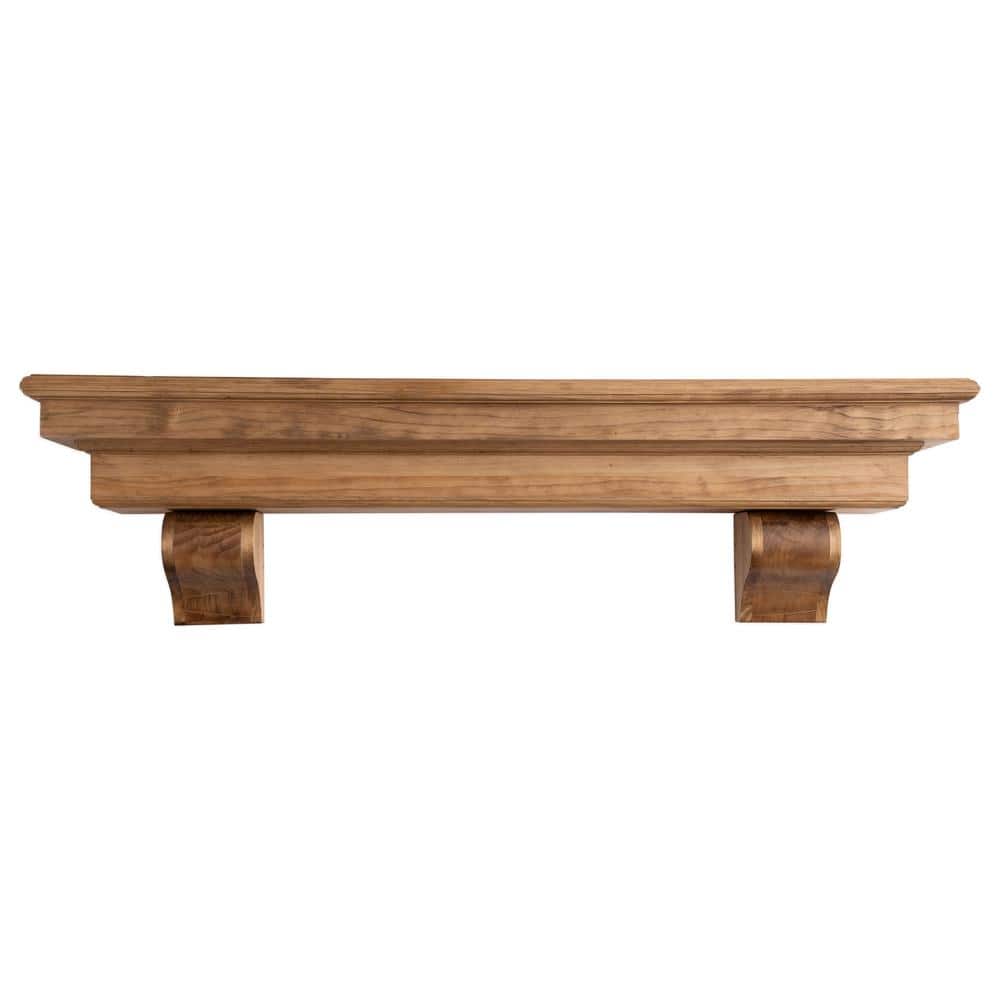 Aged Oak Traditional Wall Mantel Shelf with Lacquer Finish