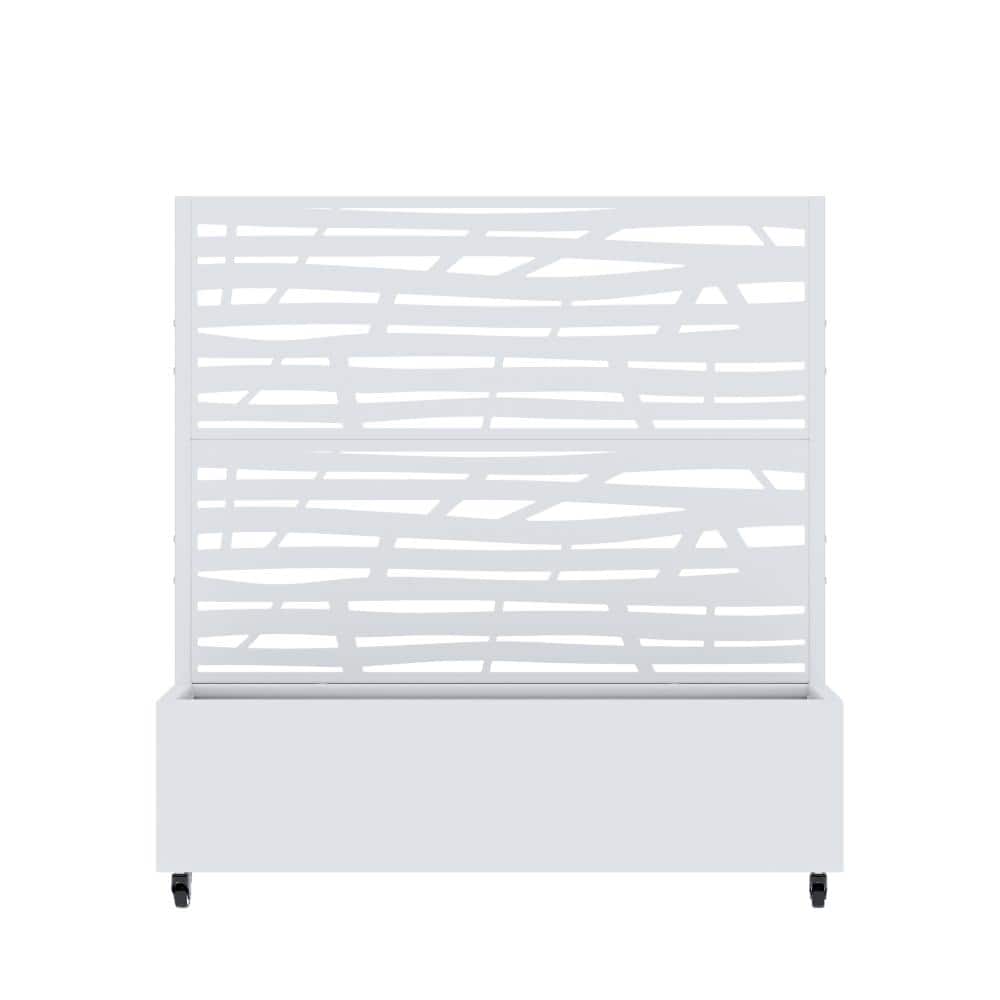 47 in. L x 16 in. W x 47 in. H Wheeled Jungle Cut Trellis White Iron Rect Outdoor Rolling Planter (1-Pack) price history on PriceWatchPro