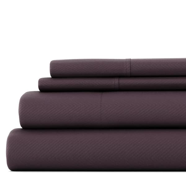 Becky Cameron 4-Piece Purple Geometric Microfiber King Sheet Set