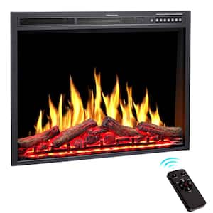 37 in. Ventless Electric Fireplace Insert, Remote Control, Adjustable Led Flame Brightness, 750-Watts/1500-Watts